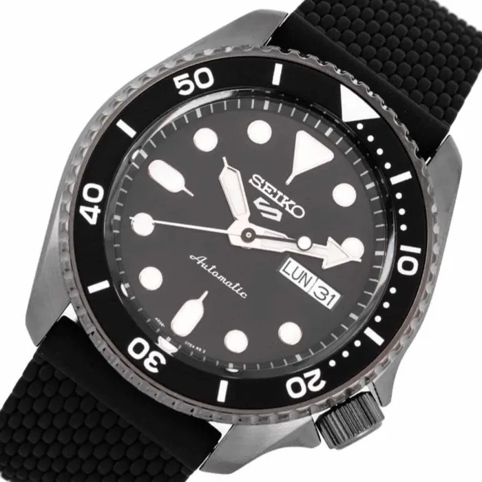 Seiko 5 Sports SKX Series Automatic Black Dial Black Silicone Strap Watch for Men - SRPD65K2 - Image 10